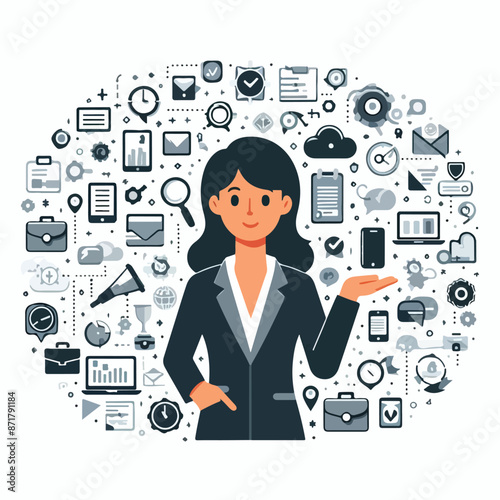 Multitasking Woman Vector Image