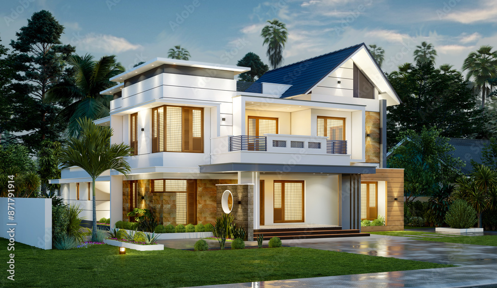 3d illustration of a newly built luxury home 3d illustration of a newly built luxury home