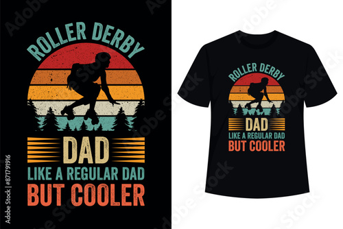Roller Derby Lover Vintage Roller Derby Dad Father's Day T-Shirt