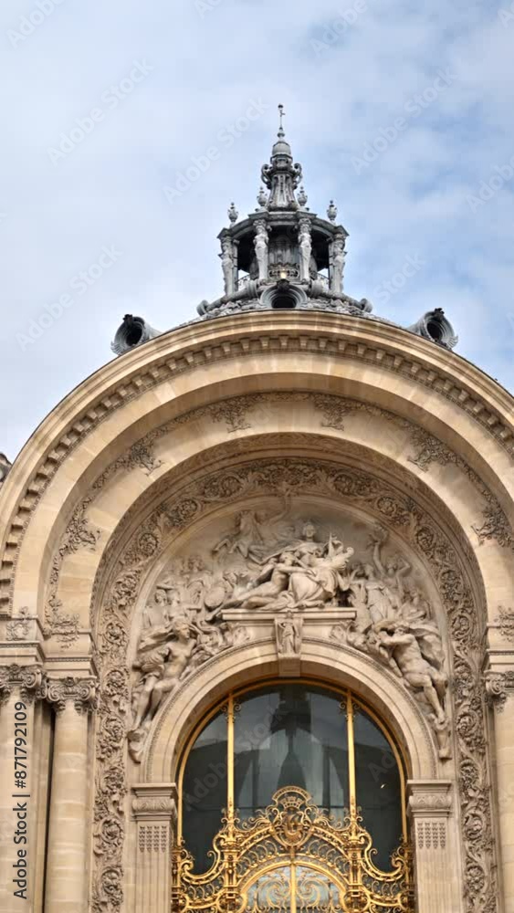 Time lapse of people moving in front of the Petit Palais in the 8th arrondissement in daylight. Vertical, Paris, France Time lapse of people moving in front of the Petit Palais in the 8th arrondissement in daylight. Vertical, Paris, France