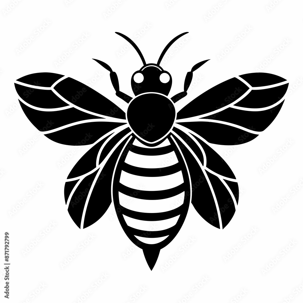 bee logo icon black shape white background bee logo icon black shape white background