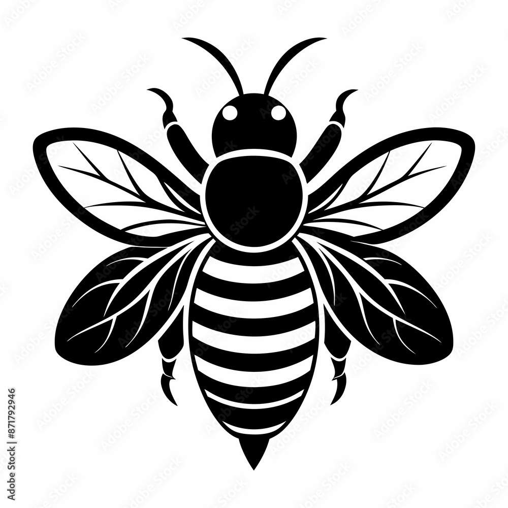 bee logo icon black shape white background bee logo icon black shape white background