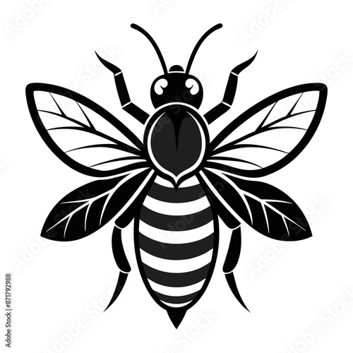 bee logo icon black shape white background