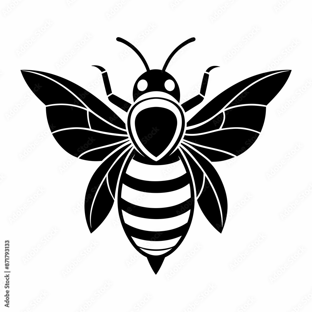bee logo icon black shape white background bee logo icon black shape white background