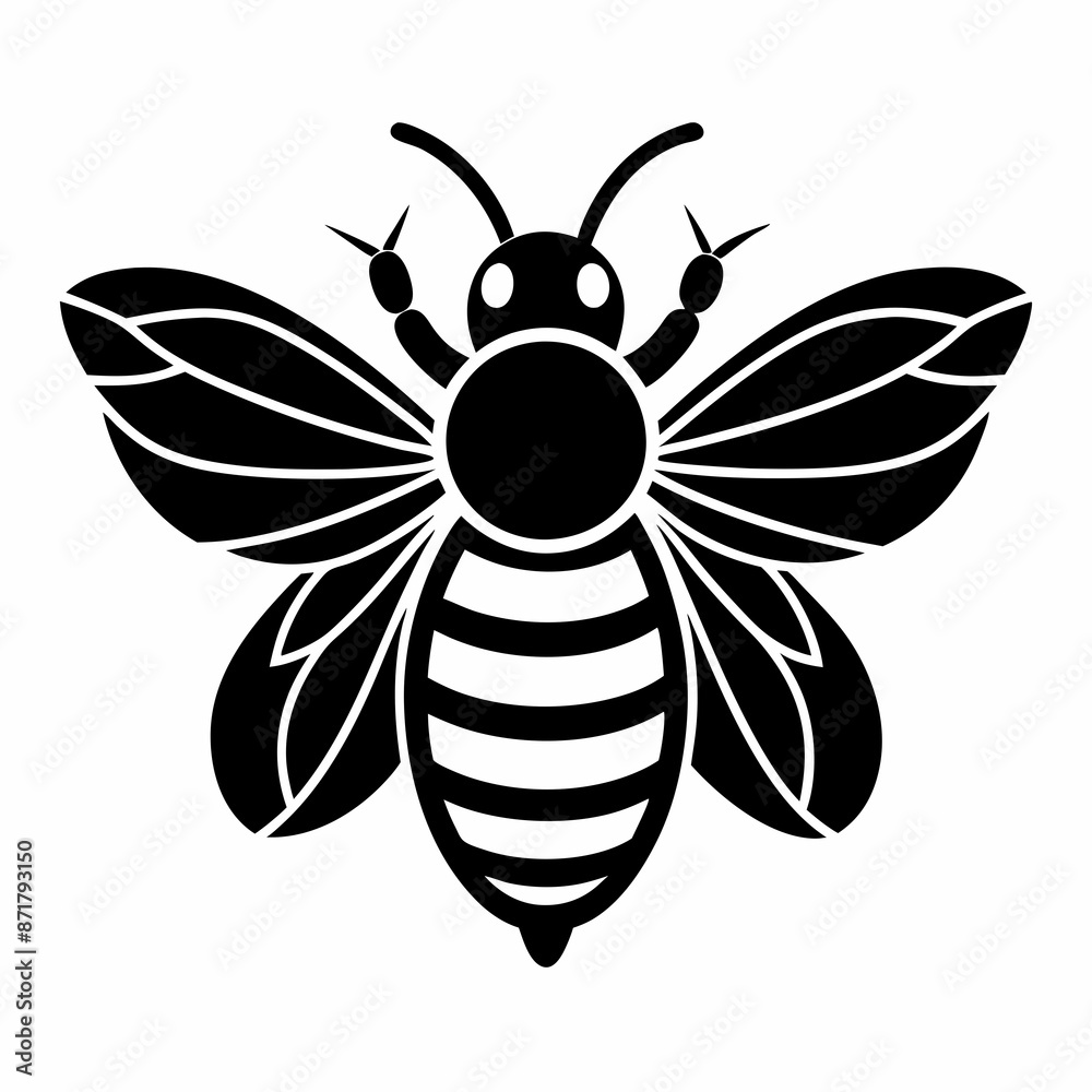 bee logo icon black shape white background bee logo icon black shape white background