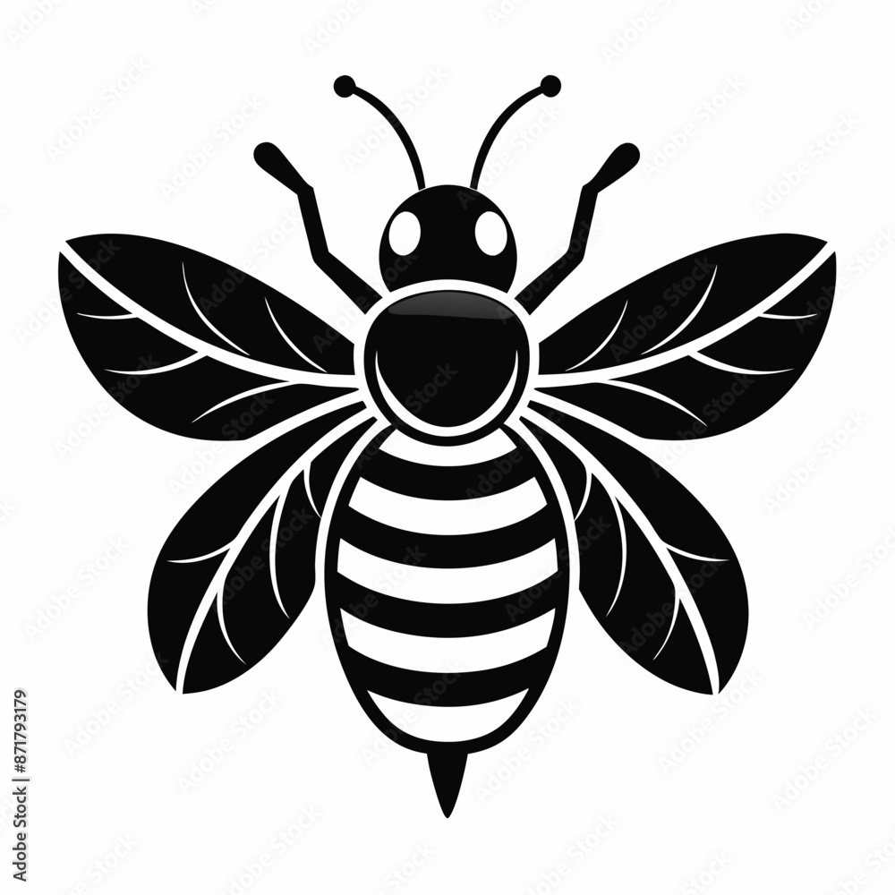 bee logo icon black shape white background bee logo icon black shape white background