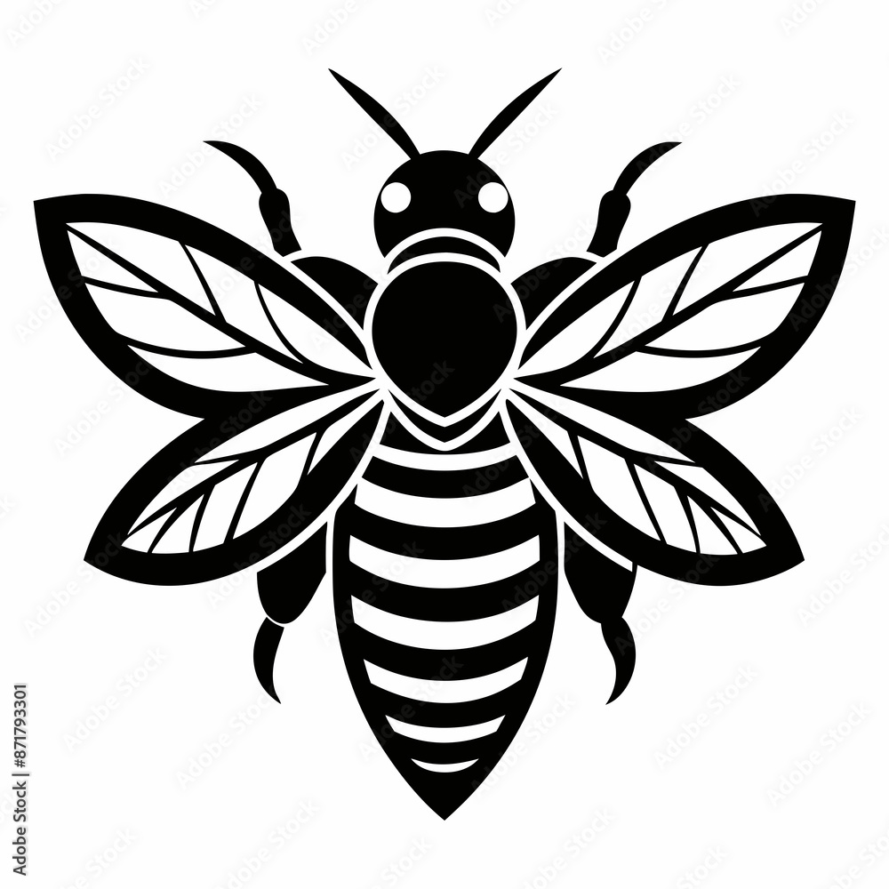 bee logo icon black shape white background bee logo icon black shape white background