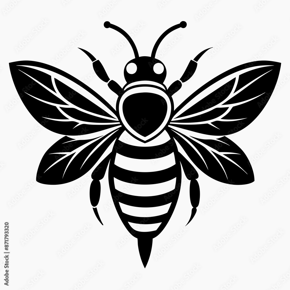 bee logo icon black shape white background bee logo icon black shape white background