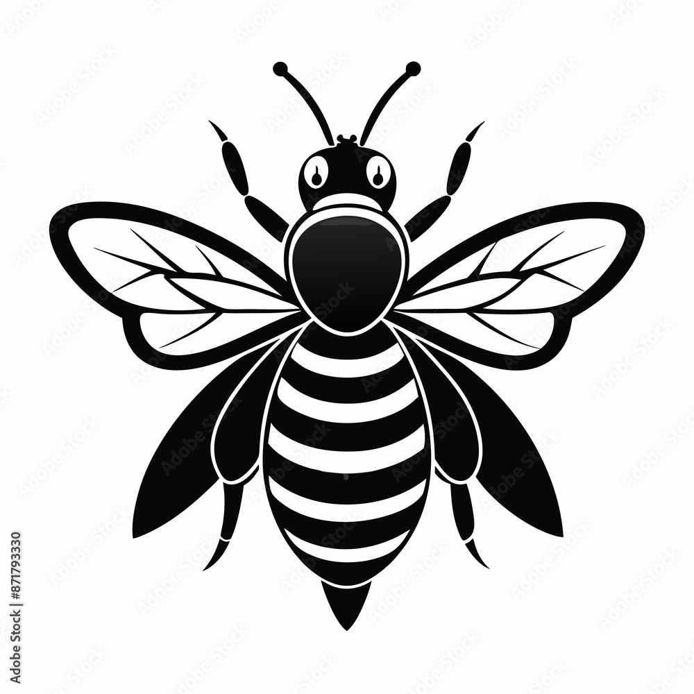 bee logo icon black shape white background bee logo icon black shape white background