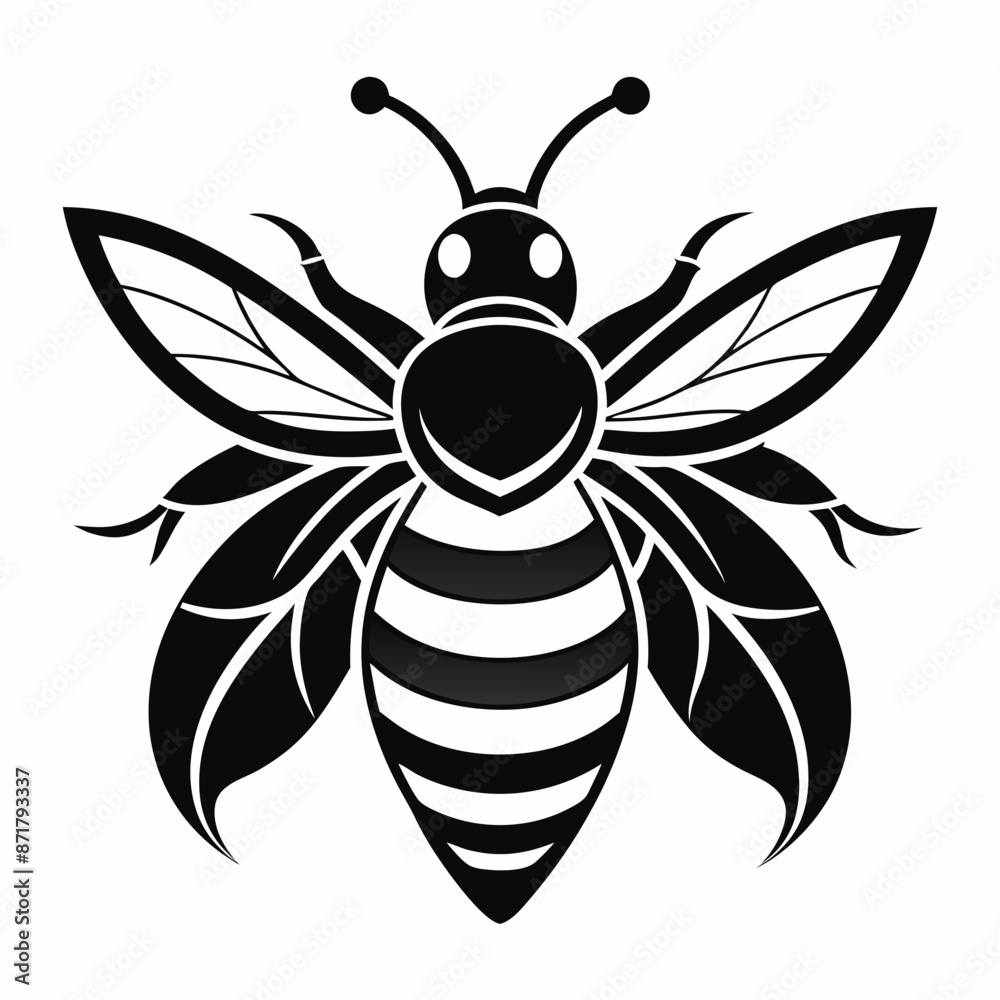 bee logo icon black shape white background bee logo icon black shape white background