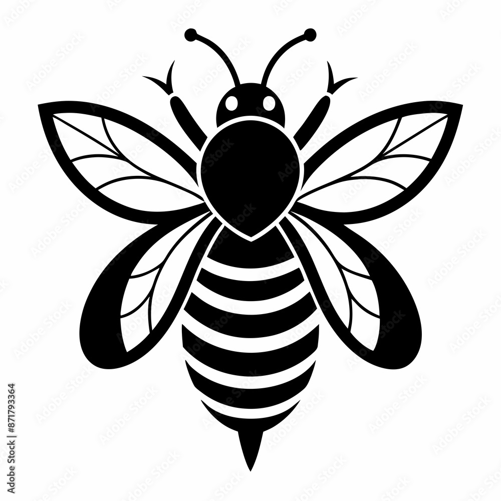 bee logo icon black shape white background bee logo icon black shape white background