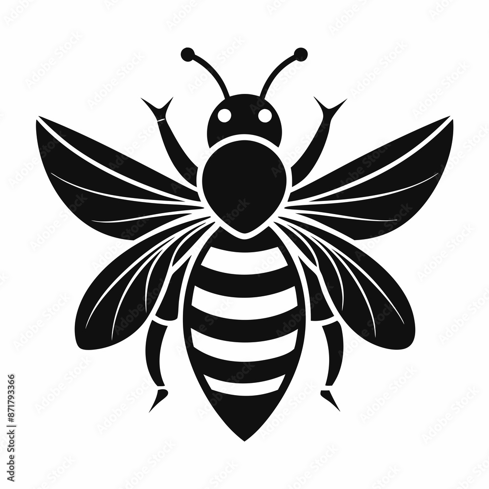 bee logo icon black shape white background bee logo icon black shape white background