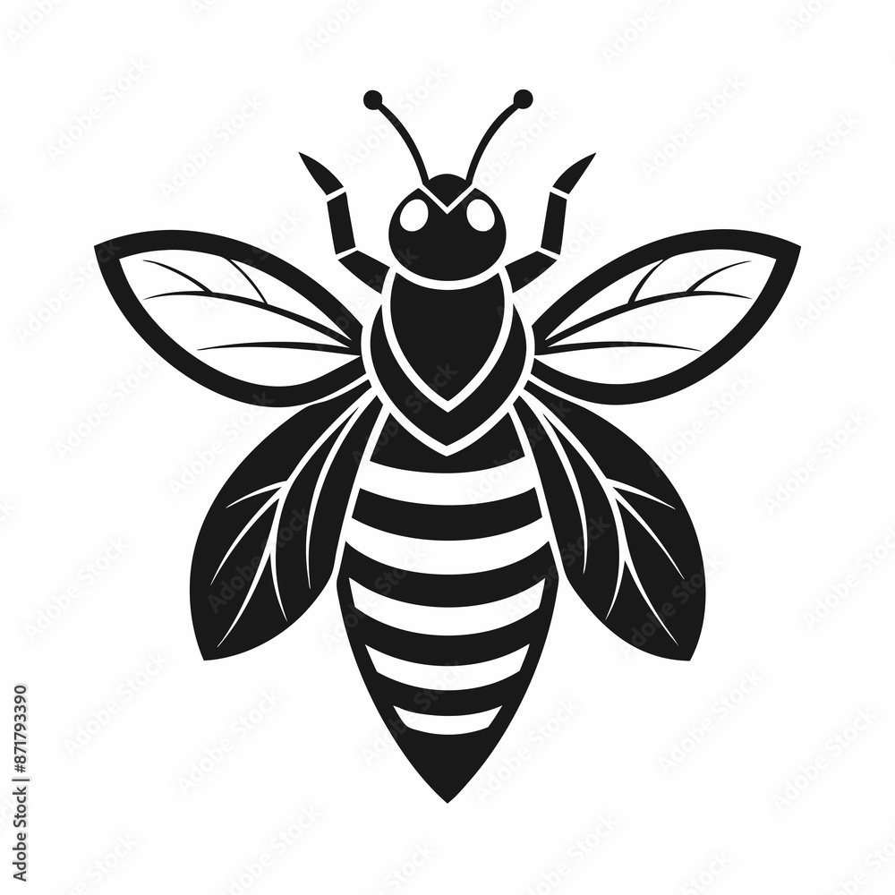 Fototapeta premium bee logo icon black shape white background