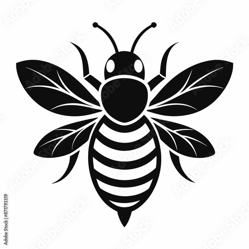 bee logo icon black shape white background