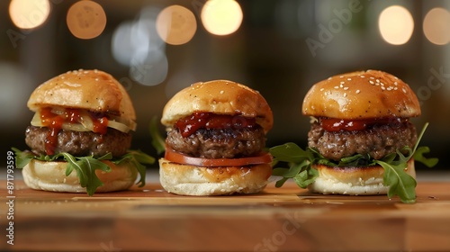 trio of mini slider burgers