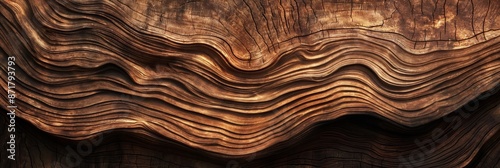 The image is of a piece of wood with a wavy pattern. The wood appears to be aged and has a rustic feel to it