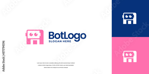 Bot logo design with letter initials icon vector