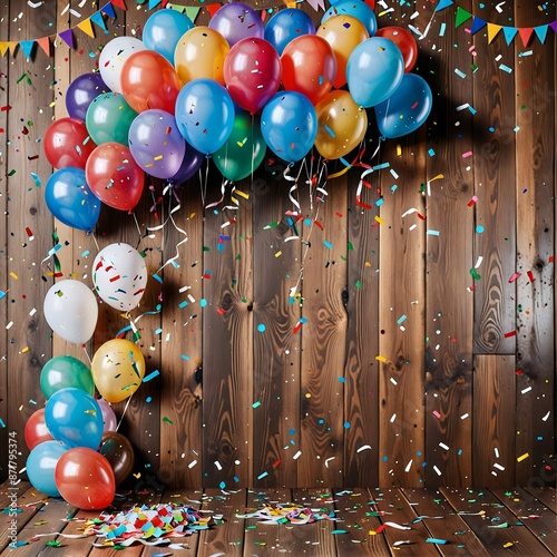 Celebration Balloons On Wood photo