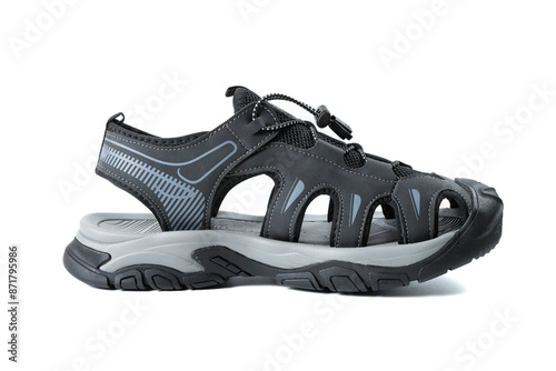 grey leisure sandal for men on white background photo