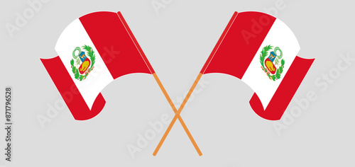 Crossed and waving flags of Peru