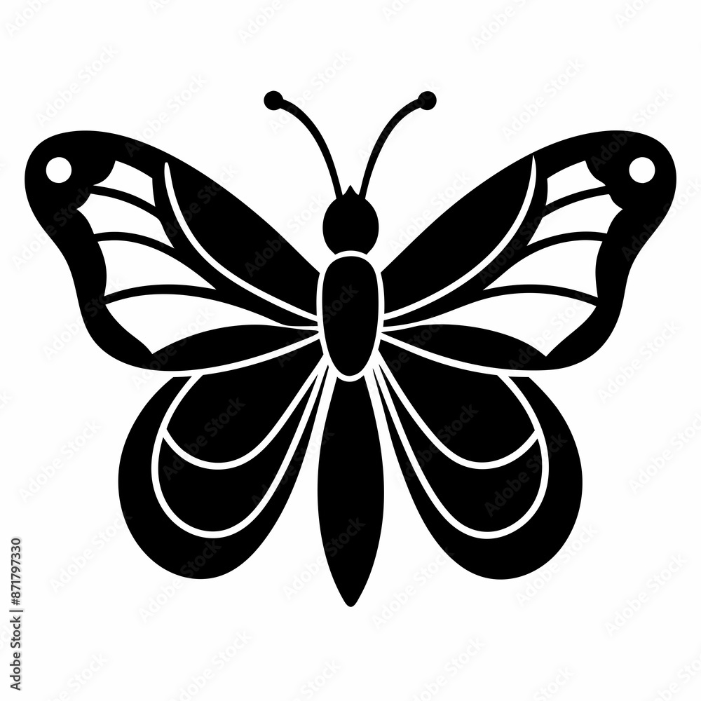 Butterfly logo icon black shape white background Butterfly logo icon black shape white background