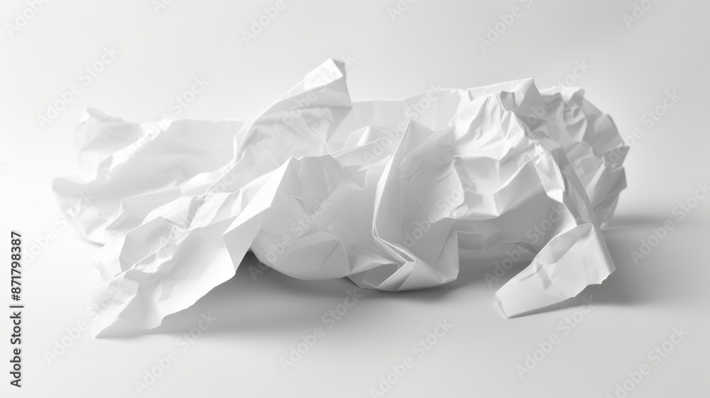 Naklejka premium The image shows a crumpled white paper.