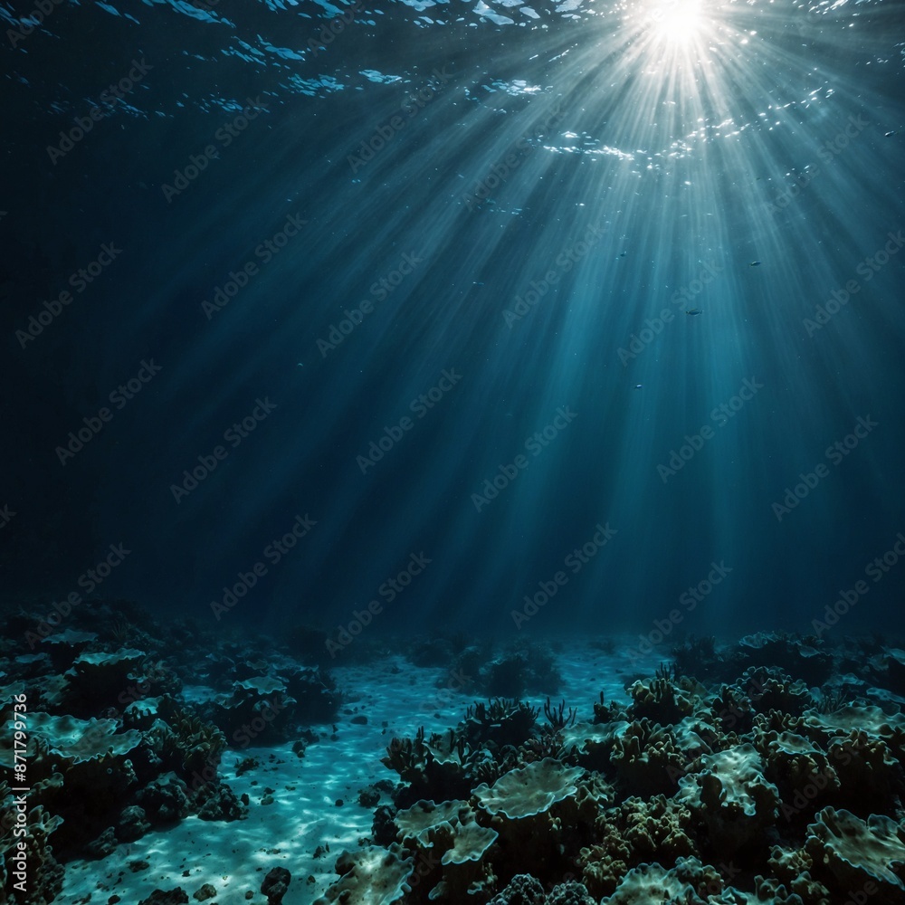 Fototapeta premium underwater scene with rays of light and sun