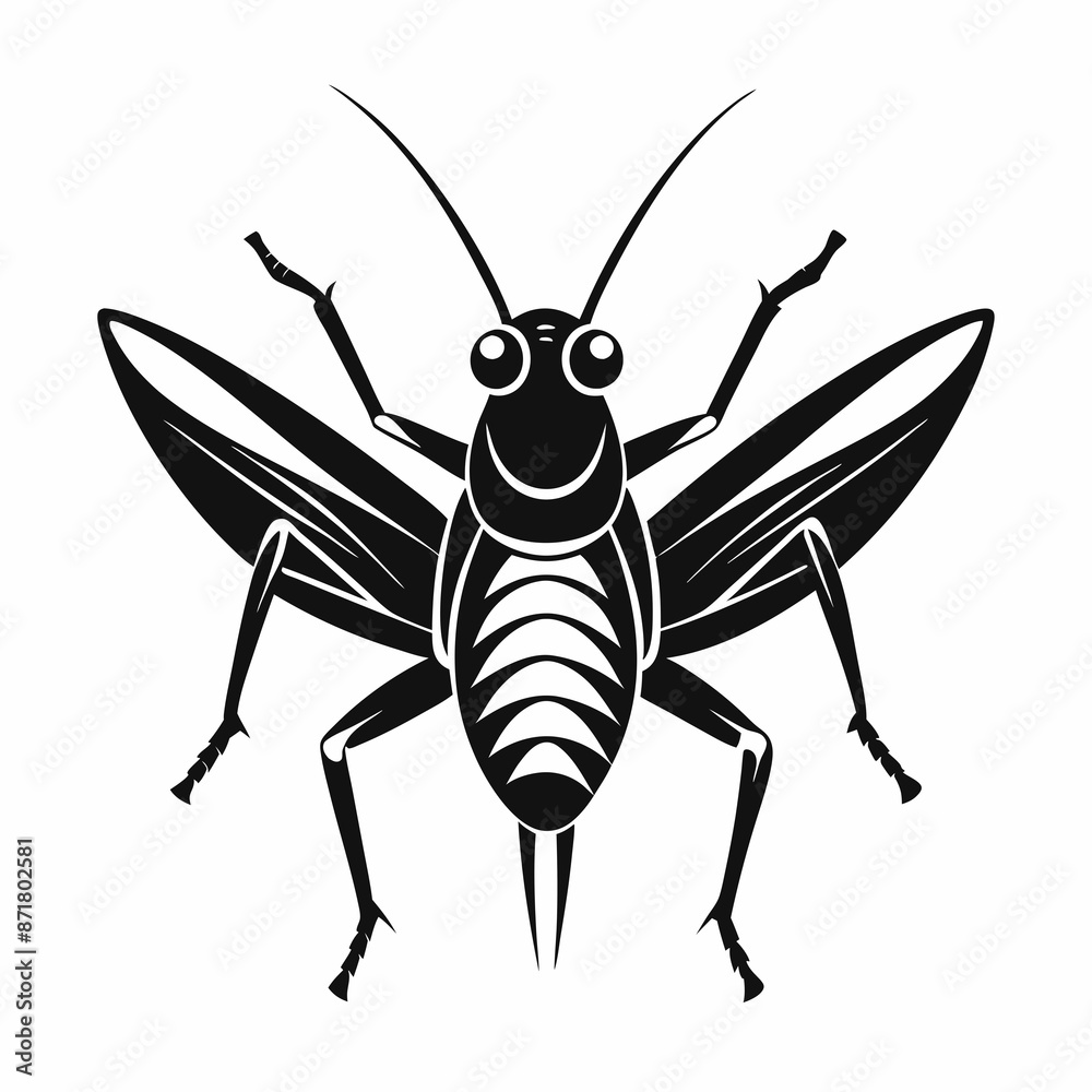 Fototapeta premium Grasshopper logo icon black shape white background