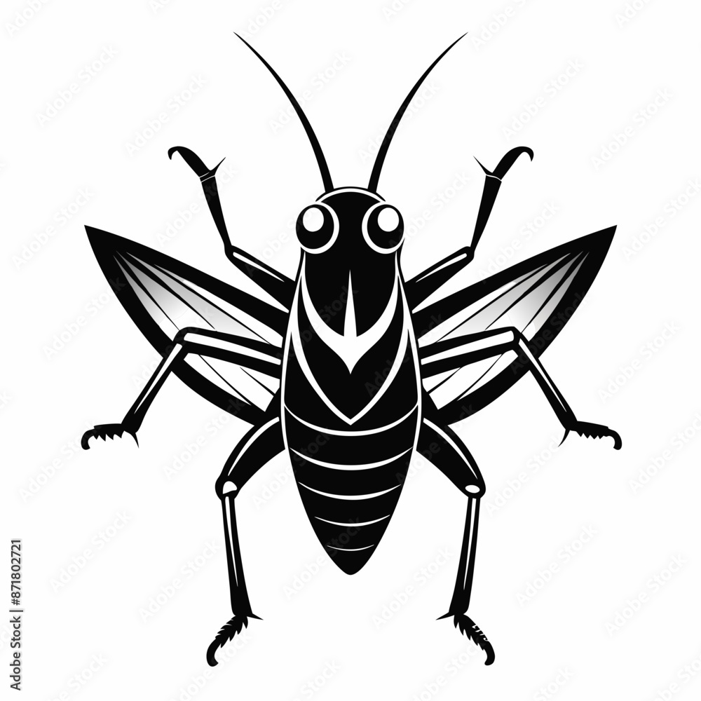Fototapeta premium Grasshopper logo icon black shape white background