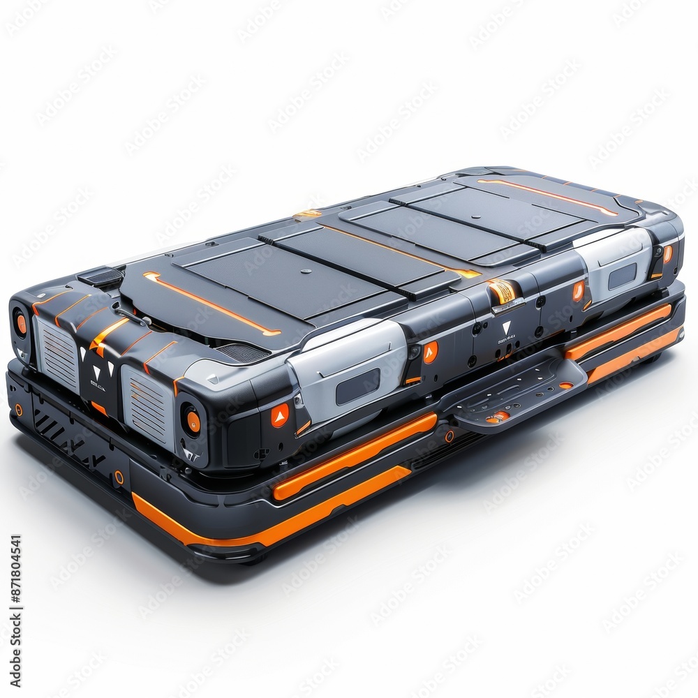 Modern High-Capacity Battery for Electric Vehicles Charging on Isolated White Background with Energy Storage Technology, Copy Space Available Modern High-Capacity Battery for Electric Vehicles Charging on Isolated White Background with Energy Storage Technology, Copy Space Available