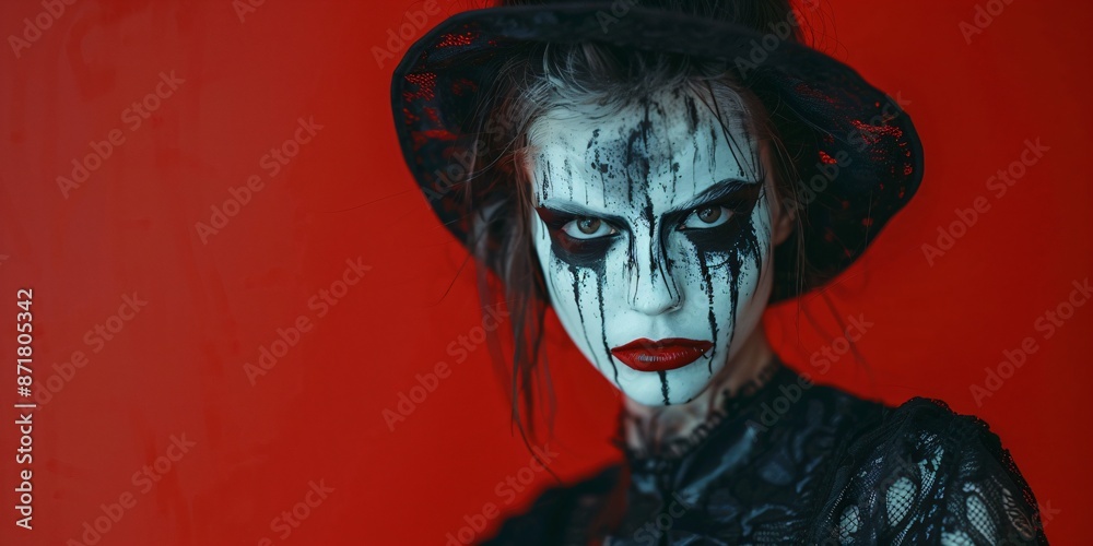 Fototapeta premium portrait of a female demon with crazy makeup