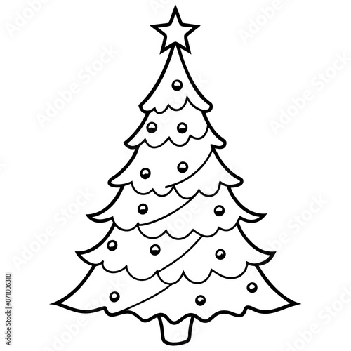 Clean Line Art Christmas Tree Design for Creative Use