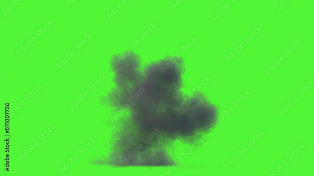 Explosion of Bomb or Meteorite on a Chromakey green background. Attached are Footages on a Black background and an Alpha channel for the Stencil Alpha masking. There is a Demo at the end. 30 fps 4K.