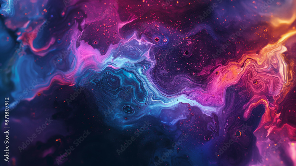 Close-up of vibrant liquid on black background Close-up of vibrant liquid on black background