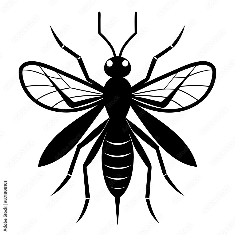 Mosquito logo icon black shape white background Mosquito logo icon black shape white background