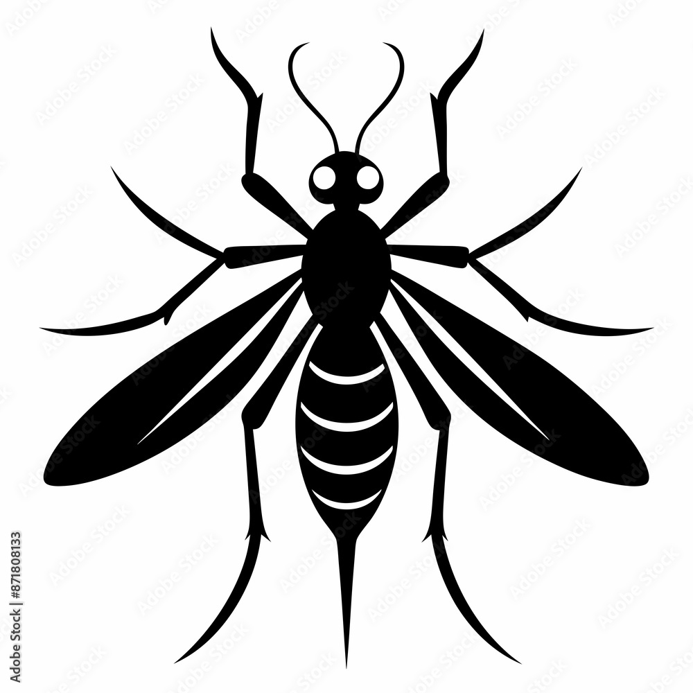 Fototapeta premium Mosquito logo icon black shape white background