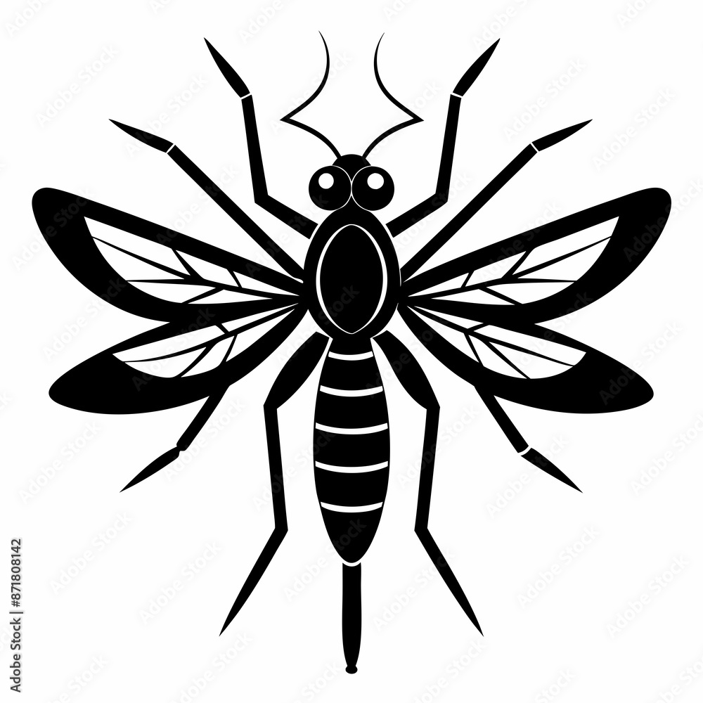 Obraz premium Mosquito logo icon black shape white background