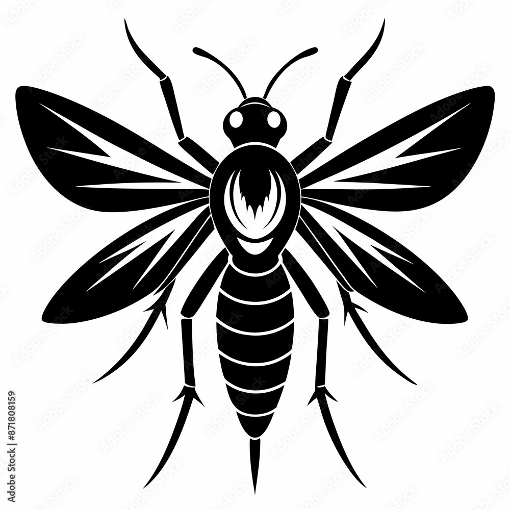 Mosquito logo icon black shape white background Mosquito logo icon black shape white background