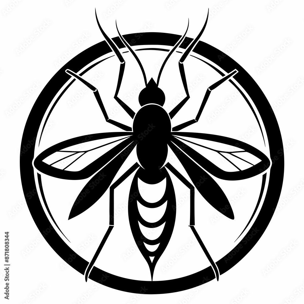 Mosquito logo icon black shape white background Mosquito logo icon black shape white background