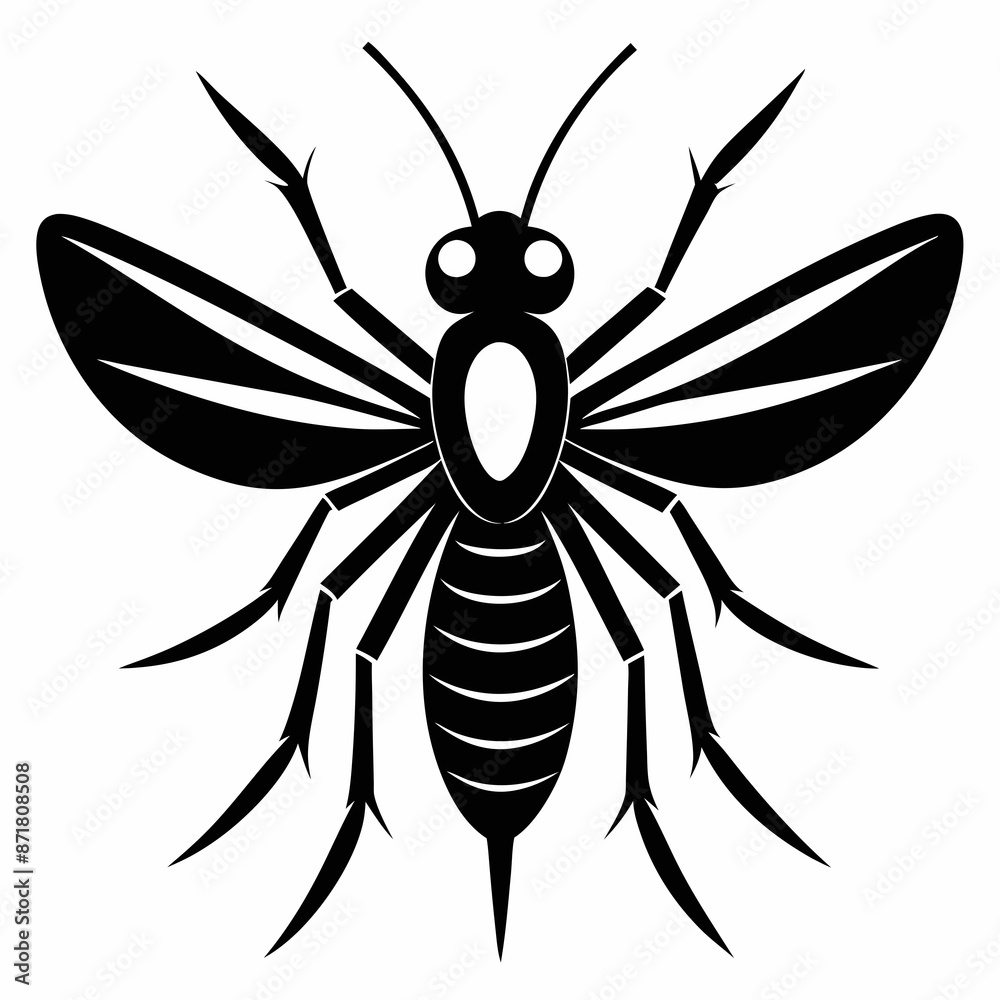 Mosquito logo icon black shape white background Mosquito logo icon black shape white background