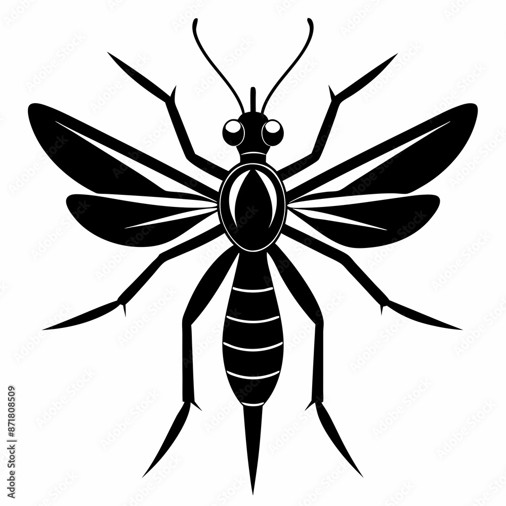 Mosquito logo icon black shape white background Mosquito logo icon black shape white background