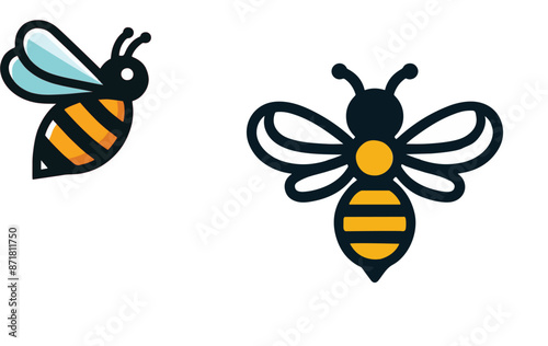 Cute Bee Silhouette Vector Illustration Design