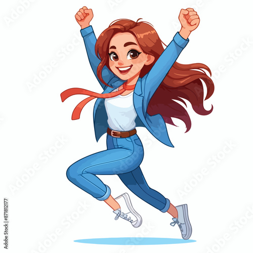 Vector image of a woman expressing her freedom