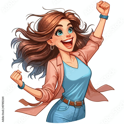 Vector image of a woman expressing her freedom