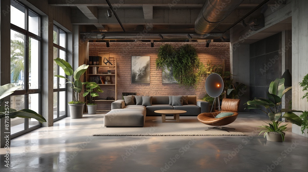 Stylish Modern Living Room with Industrial Design Elements Stylish Modern Living Room with Industrial Design Elements