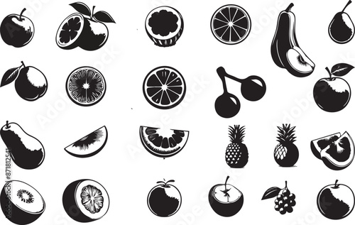 set of fruits sillouette vector illustration