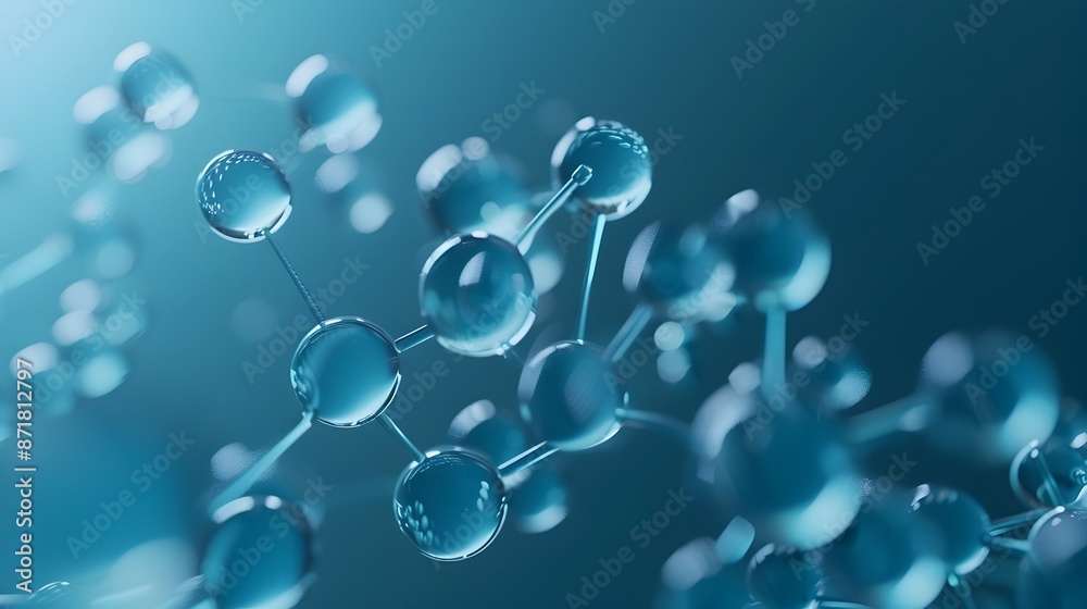 Intricate Molecular Diagram in Holographic Bubbles with Blue Tones Intricate Molecular Diagram in Holographic Bubbles with Blue Tones
