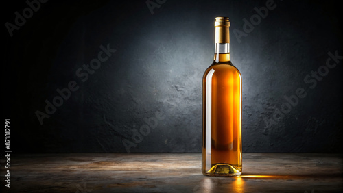 Isolated honey wine bottle with dark background