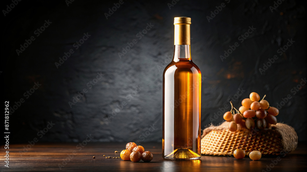 Isolated honey wine bottle with dark background Isolated honey wine bottle with dark background