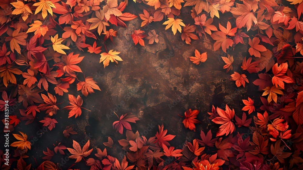 abstract red and orange autumn leaves background. Vibrant seasonal background pattern abstract red and orange autumn leaves background. Vibrant seasonal background pattern